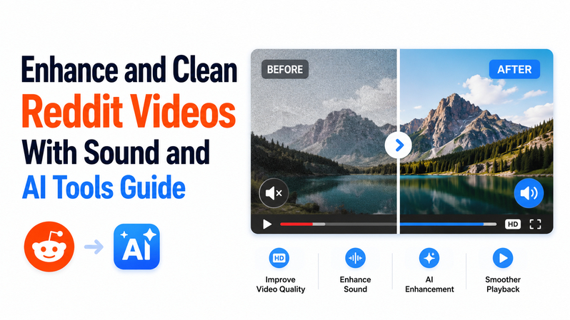 AI enhance and clean reddit video with sound