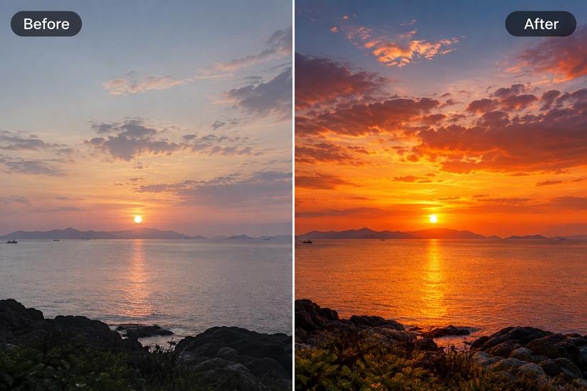 enhance colors in sunset video