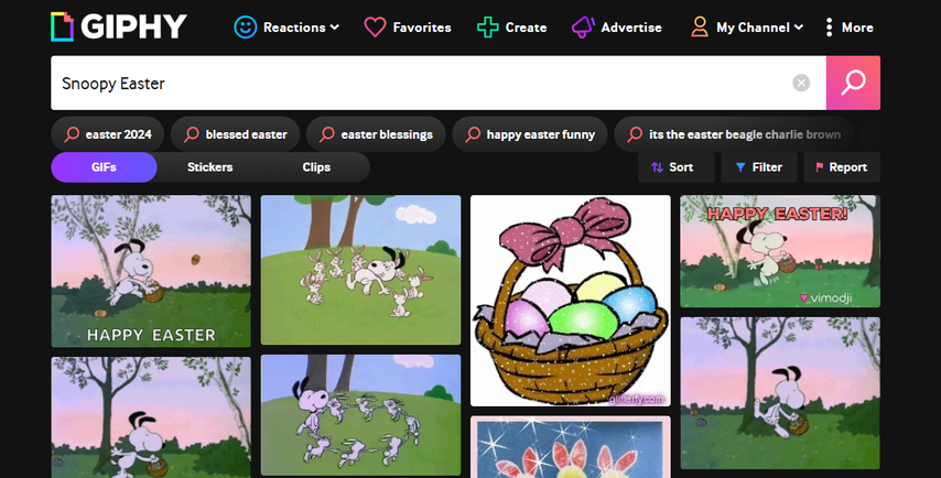 giphy platform for snoopy easter gifs