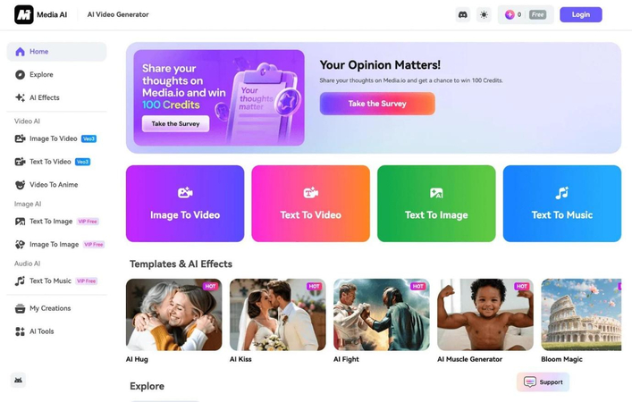 Media.io AI video enhancer for improving video clarity online
