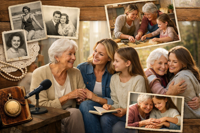 Three generations sharing love and wisdom on Mother's Day