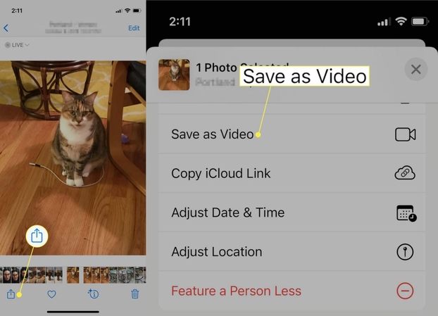 Convert Live Photo to video using 'Save as Video' option.