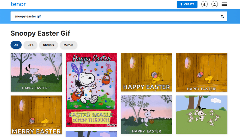 tenor gif collection for easter snoopy animations