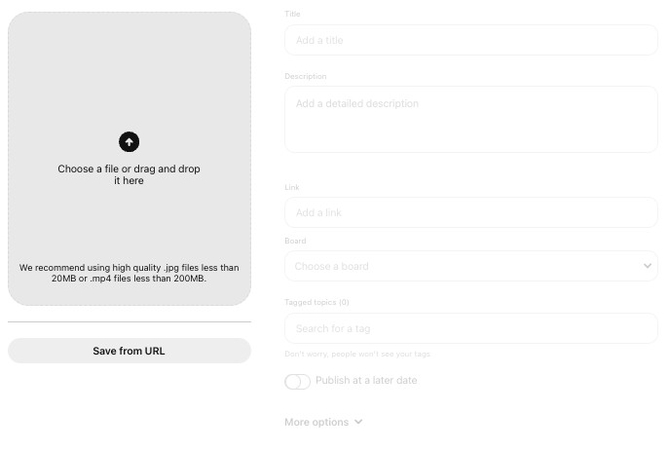 add MP4 file to Pinterest