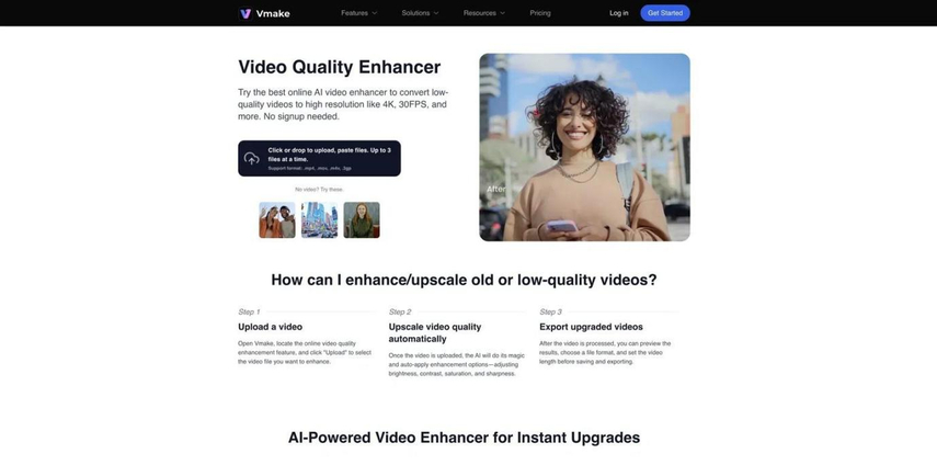 Vmake AI video enhancer for sharpening social media videos