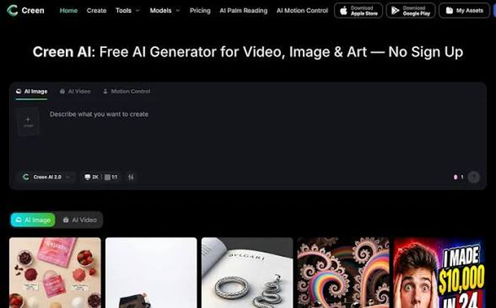 Creen AI Video Generator interface