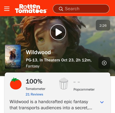 Wildwood 2026 Rotten Tomatoes critics' score and early movie reviews.