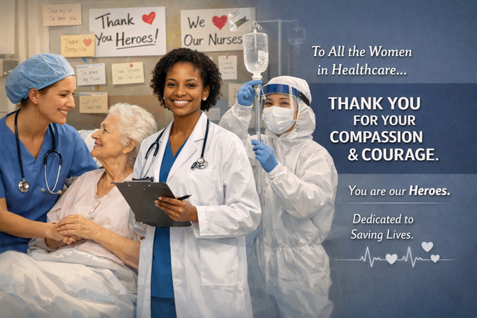 Female healthcare workers caring for a patient