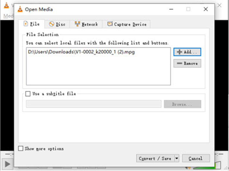 VLC 추가 엠피지