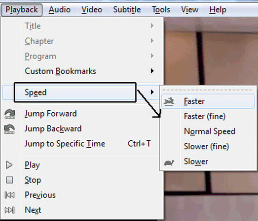 Using VLC Media Player playback speed controls to slow down a video