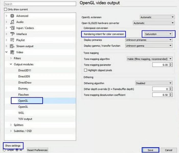 módulo de saída opengl