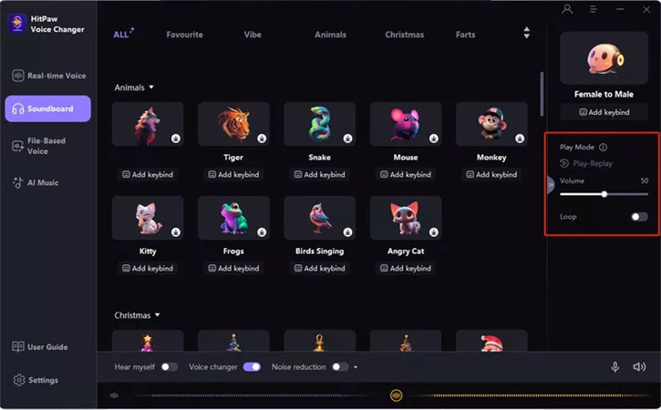 Ajustar el volumen del efecto de sonido en hitpaw voice changer