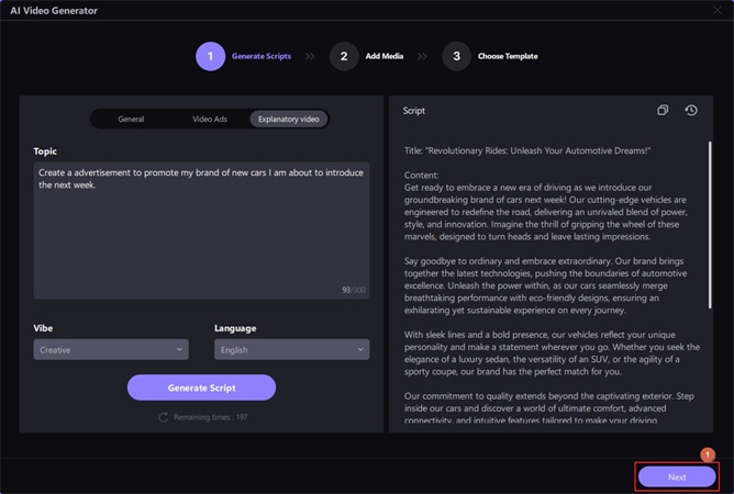 HitPaw Edimakor script to video generator