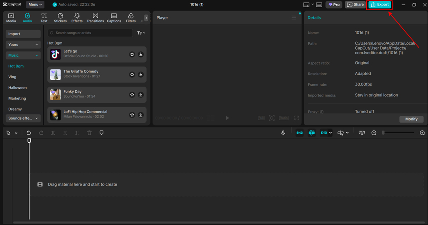 export final video capcut desktop