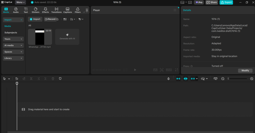 import video to capcut desktop