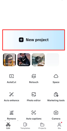 open project in capcut app