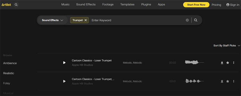 Artlist トランペット 音