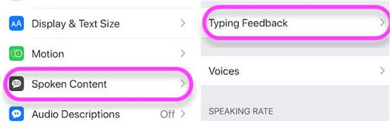 خيار المحتوى المنطوق