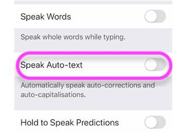 إيقاف نطق النص التلقائي