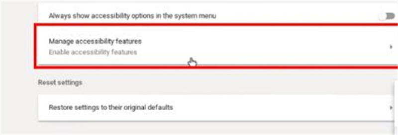 إدارة ميزات الوصول 