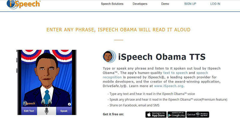 obama ai voice ispeech tts