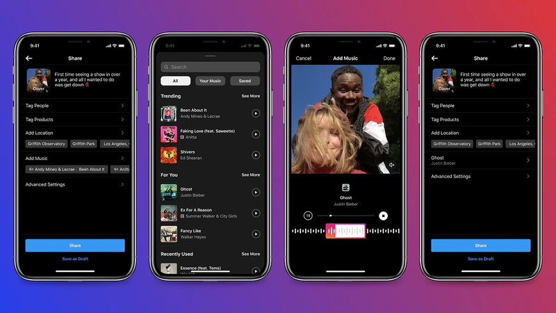 make reels on instagram with music