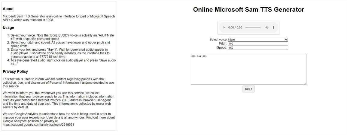 online microsoft sam tts generator