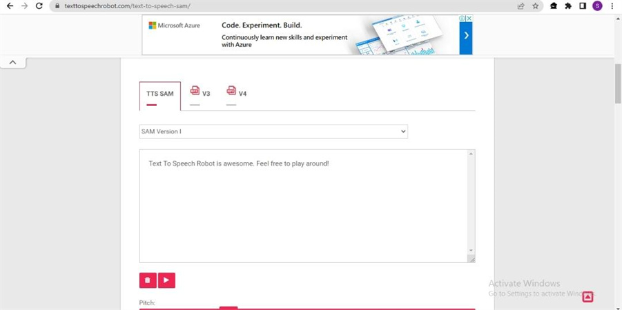 how to use microsoft sam tts with text voice robot
