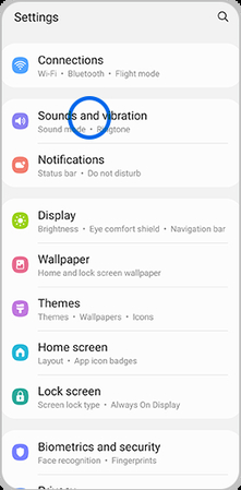 open settings tap sounds and vibration