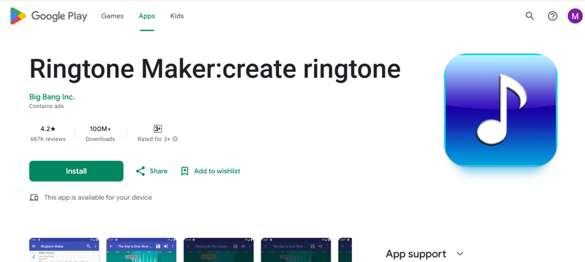 Simple ringtone maker app