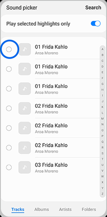 Select the music file you want