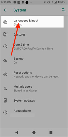 talk to text android language
