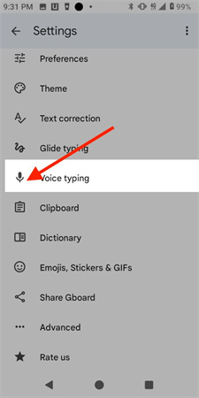 talk to text android voice typing