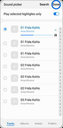 Tap Done to save your selected ringtone