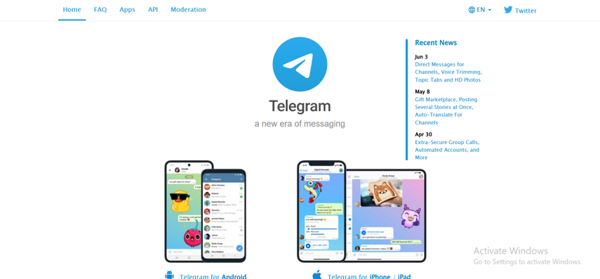 Telegram messaging app features
