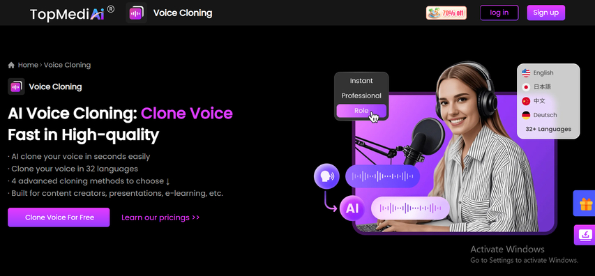 topmediai browser based ai voice