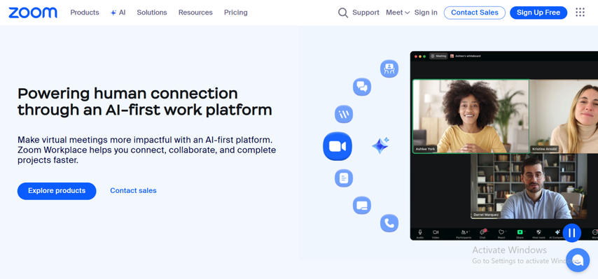Zoom app for meetings
