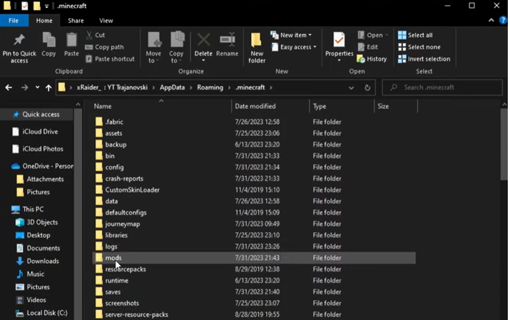 add file in mod folder