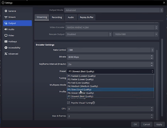 audio setting for obs