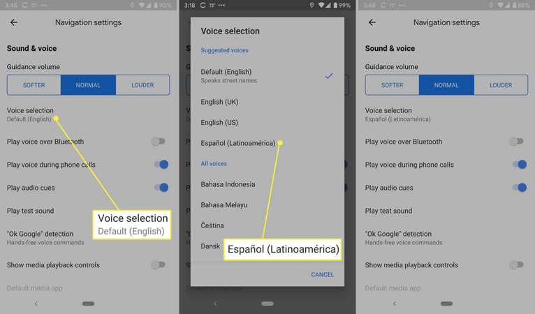 iphone navigation voice settings