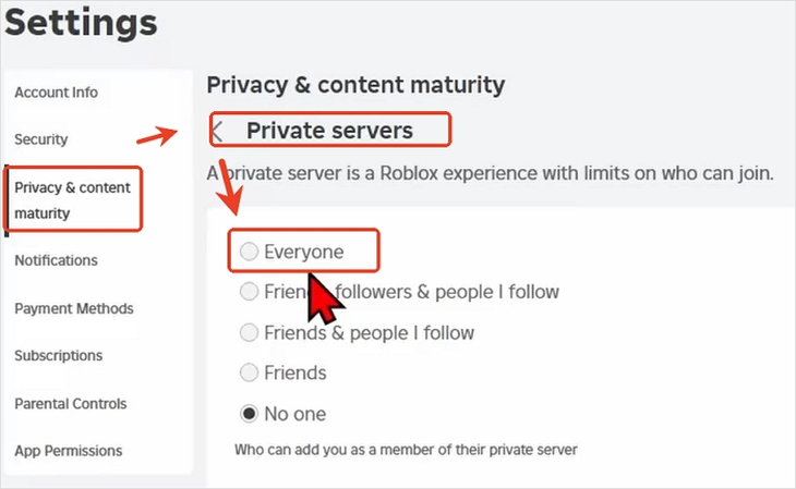 check your privacy settings