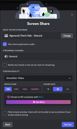 click on go live