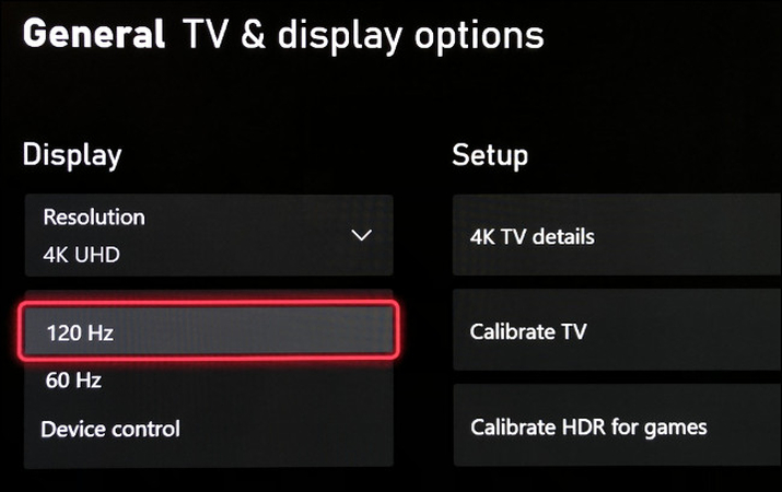 enable 120hz on xbox x