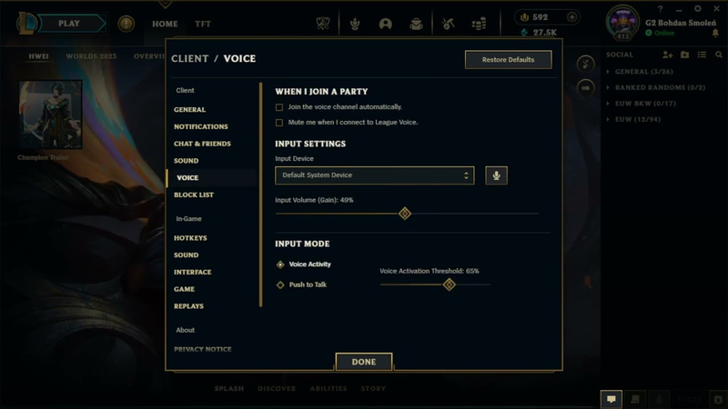 Steps to activate voice chat