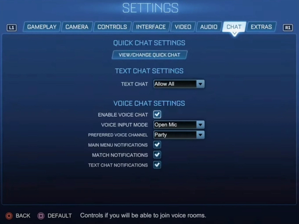 turn on voice chat in rocket league settings