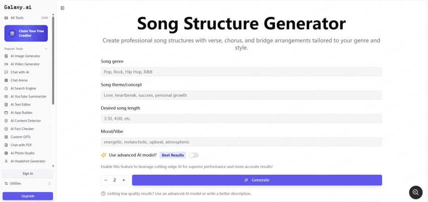 galaxy ai song structure