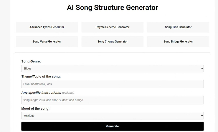 generate lyrics io