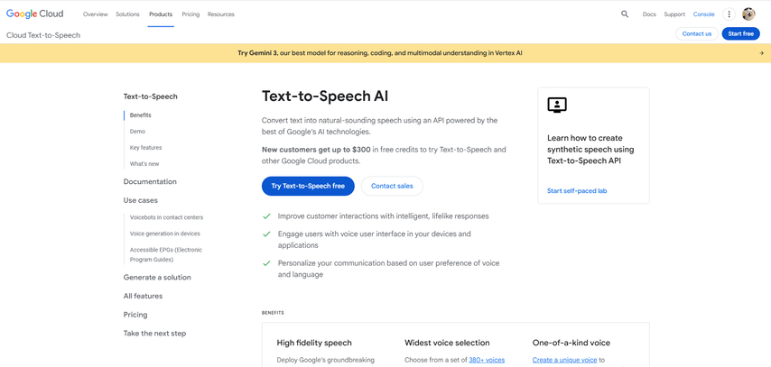 google cloud text-to-speech