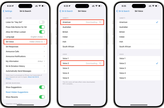 siri voice settings