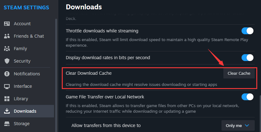 solve steam downloads stopping intermittently